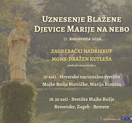 Nadbiskup Kutleša predvodi misna slavlja na svetkovinu Uznesenja Blažene Djevice Marije na nebo